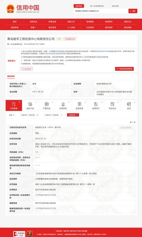 因检Kaiyun网址 开云测数据、结果弄虚作假青岛建学工程检